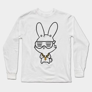 Rabbit with Drip, Funny,Easter, Spring, Drip, Gold Chain, Long Sleeve T-Shirt